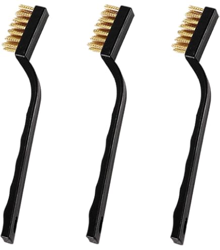 MAXMAN Brass Brush Set 4Pcs - Soft Bristle Wire Brushes With Wood Handle For Cleaning