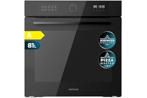 Cecotec Forno Integrabile Multifunzione 60 cm Bolero Hexa AF316000 Glass Black A 3400 W, 81 L Capacità, 11 Funzioni con Airfryer Master, Pizza Master, Steam Asisst, Steam EasyClean, 3D Cooking,