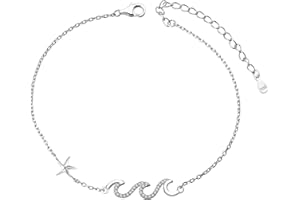 LINSTER Bracelet de cheville pour femme argent sterling 925 réglable pied mauvais œil papillon tortue de mer étoile de mer vague infini coeur cheville Bracelet plage bijoux cadeaux pour les femmes