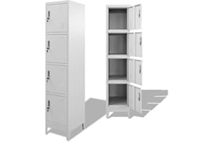 Tidyard Armadietto Spogliatoio Metallo, Armadietto con Serrature in Acciaio, Armadietto per Ufficio, Grigio 38x45x180 cm