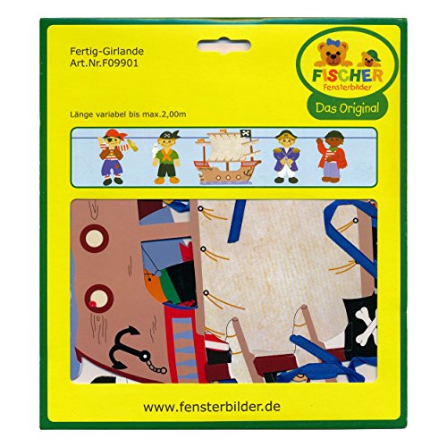 Girlande PIRATENSCHIFF / bis 200 cm lang / beidseitig bedruckt / aus Papier, Pappe für Kinder - 2