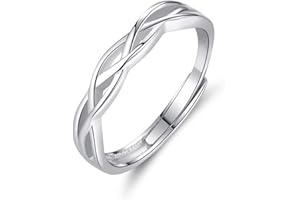 GULICX Solid 925 Sterling Silver Ring for Women Men, Moonstone Cubic Zirconia CZ Celtic Knot Adjustable Finger Rings for Eternity Engagement Promise Anniversary Wedding Jewellery Gifts