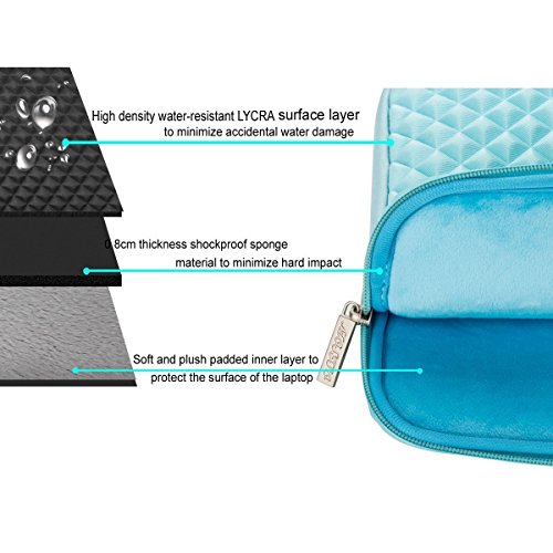 MOSISO Universal wasserresistente and stoßfest Lycra Laptop Schutzhülle mit Rautenmuster / Diamant-Muster Schaumpolsterung für 12,9 Zoll iPad Pro, 13-13,3 Zoll MacBook Pro, MacBook Air, Laptops, Tablets, Notebooks Chromebook, Air Blau - 3