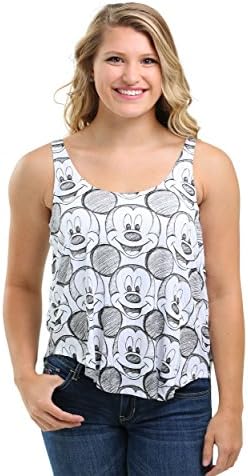 Mickey Mouse Drawn Allover Print Juniors Racerback Large