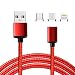 Produktbild Lively Life 3 in 1 Magnetisches USB Ladekabel Datenkabel Type C Blitz und Micro USB Nylon Braided Kabel für Phone und Android Smartphones 3.3ft/1m Rot