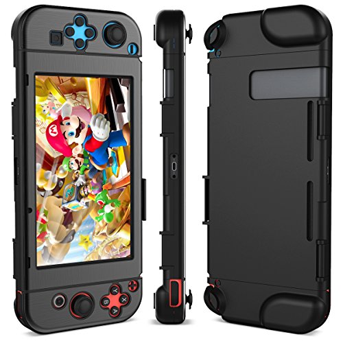 Preisvergleich Produktbild Nintendo Switch Hülle, Dexnor Nintendo Switch Tasche Komplette Bedeckung Hartschalen Zubehör Hartrücken Hülle Anti-Kartzer Ultra-Dünn Schutzhülle - Schwarz