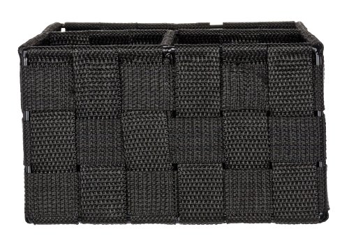 WENKO 20980100 Organizer Adria Schwarz – 3 Fächer, 100 % Polypropylen, 35 x 10 x 17 cm, Schwarz - 3