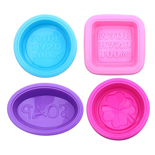 Goodlucky365 16 Stück Quadrat Rund Oval Seifenform, 100% handgemachte Silikon - 6