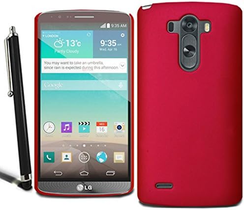 Stylish Slim Thin Hard Case Armour Cover For LG G4 + Screen Protector + Stylus (Red)