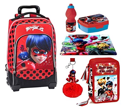 Ladybug Marinette Cat Noir Zaino Scolastico Con Trolley