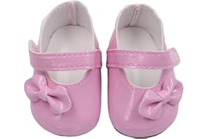 Aeromdale Chaussures de poupée PU avec nœud pour poupées américaines de 46 cm pour poupées de 46 cm - Rose - 1 paire
