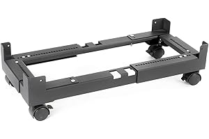 Donkey PC Support CPU réglable de grande taille, en acier, pour ordinateur de bureau. Support pour ordinateur à 4 roulettes rotation 360º avec verrouillage, jusqu'à 65 kg. Support tour Gaming. Noir.