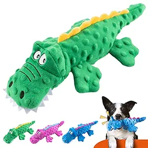 3 Pcs Dog Squeaky Crocodile Toys, with Sounding Paper and Airbag Inside for Stimulating Pets Interest, Soft and Bite Resistant Plush Made, Alligator Dog Chew Toys for Relieving Pet's Anxiety