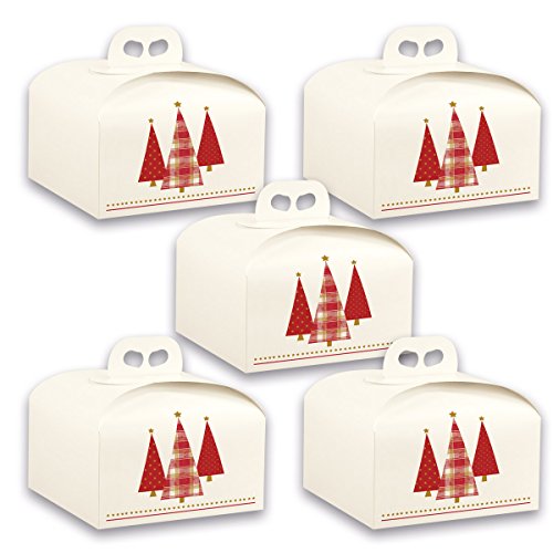 5 Geschenkverpackungen Weihnachten im Set - Motiv Rote Weihnachtsbäume, weiß, 245 x 245 x 130 mm 5 Geschenkverpackungen Weihnachten im Set - Motiv Rote Weihnachtsbäume, weiß, 245 x 245 x 130 mm
