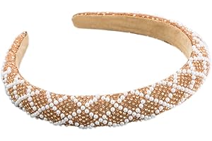 HUANMAYE Crystal Rhinestone Headbands Velvet Padded Wide Headwear Diamond Beaded Bling Hairbands Non-slip Hard Headbands for Women Girls Daily Wearing Party Wedding Hair Accessories (Rhinestones)