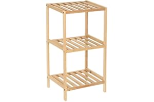 CASASELECCION Estantería con 3 estantes de Madera de Abeto Natural de 35x30x70 cm, Estante Decorativo para almacenaje en Bao, Cocina, salón, Dormitorio, Estilo rústico y Moderno