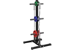 Yaheetech Support pour Poids Charge Max. 400kg Support de Barre d'Haltère Poids Musculation Convient aux Disques de Diamètre 28 mm Noir
