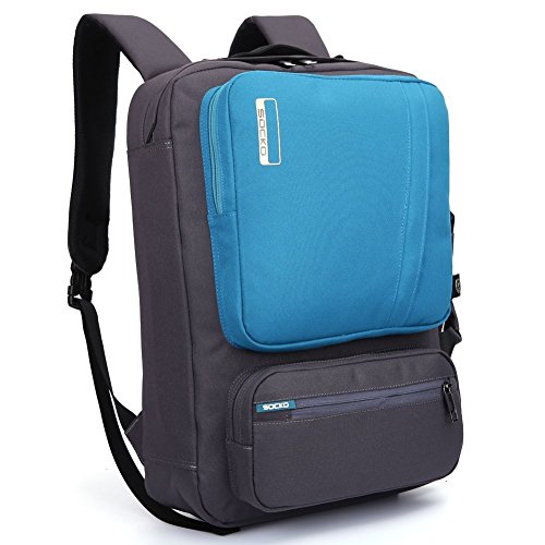 SOCKO 17,3 Zoll Mehrzweck Laptop Rucksäcke Reiserucksack Wanderrucksäcke College Studenten Rucksack Business Henkeltasche Aktentasche Schultertasche Umhängetasche mit Griffe und Tragriemen für 17 – 17,3 Zoll Laptop / Notebook / Macbook Computer,Grau-Blau - 8
