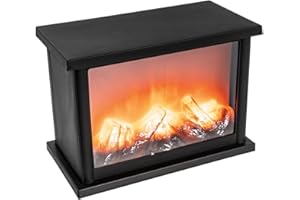 Ideen mit Herz Kominek LED, dekoracyjny, elektryczny, na baterie, bez ogrzewania, realistyczny efekt ognia / płomienia, 25,5 x 13,5 x 18 cm, z funkcją timera (18 godzin włączony / 6 godzin wyłączony)