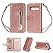 Produktbild Shinyzone Glitzer Brieftasche Hülle für Samsung Galaxy S10e Hülle mit Reißverschluss,Premium Leder PU mit Kartenfächer und Handschlaufe,Magnetverschluss Stand Schutzhülle-Roségold