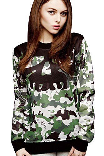 THENICE Women's Sport Pullovers Couples Sweatshirt (Camouflage)