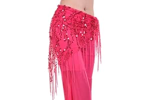 AILAN Belly Dance Hand Foulard Décorations Accessoires Bellydance Taille de la chaîne de la chaîne de Danse Costume Beauty Wayband Performance, Rose Rouge