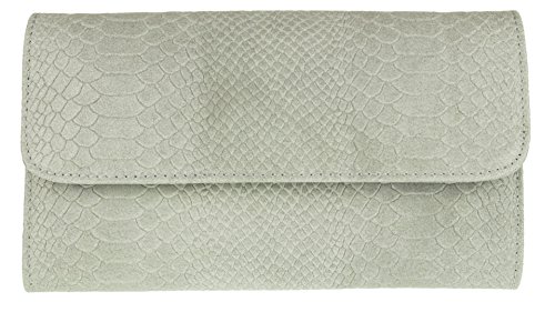 Girly HandBags bolso de gamuza estampado de serpiente de cuero italiano - ligero Gris