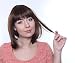 Prettyland C1671 - mid -length wig natural hair silky short hair bob cut mit straight Bangs - brown highlights