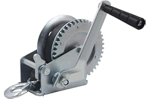 QMCAHCE 3000lbs Heavy Duty Hand Winch Boat Trailer Winch Strap, (with 26ft Polyester Strap), Crank Traction Winch, Hardened Steel 2 Speed Hand Winch, Two Way Ratchet Hand Winch for Trailer ATV UTV Boats