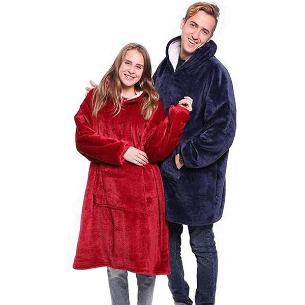 DURINM Sweat à Capuche Couverture Sherpa Réversible - Hoodie Plaid Géant Doux Hiver Unisexe