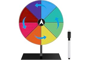 RNPKZ Ruota della fortuna per ruotare, 20 cm, ruota della fortuna fai da te, 8 etichette, giocattolo con pennarello e supporto, ruota dei premi in acrilico, vincere giochi di spin Fortune