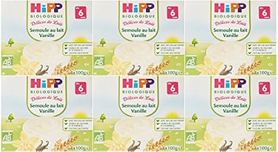 Hipp Biologique Délices de Lait Semoule au Lait Vanille dès 6 mois - 24 coupelles de 100 g