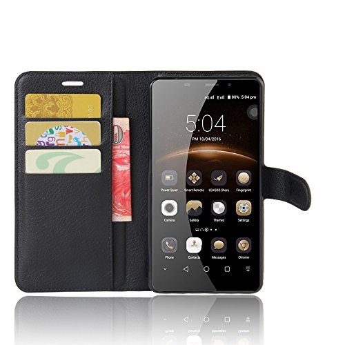VIFLYKOO Leagoo M8 Funda  Leagoo M8 Carcasa Cuero Flip Cover Cuero PU Case Cartera con Ranuras para Tarjetas Incorporadas Cover para Leagoo M8 Smartphone Case - Negro
