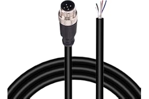 LONLONTY Sensor Connector Aviation Cable, M12 Male to Straight 5 Pin Cable 6.5Ft/2M, IP67 Waterproof Aviation Plug Socket for Industrial Automation, Fieldbus Module, Device Network