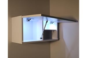 Milionmeblicom Mobilietto Pensile da Bagno Laura Salvaspazio Mobile da Parete Sospeso Armadietto Pieghevole con Apertura Telescopica Mobilietti Illuminazione a LED, Bianco Opaco, 30 x 60 x 23 cm