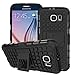 Price comparison product image Samsung Galaxy S6 - Stylish Heavy Duty Shock Proof Dual Case Cover with Back Stand & Screen Protector (Carbon Black)