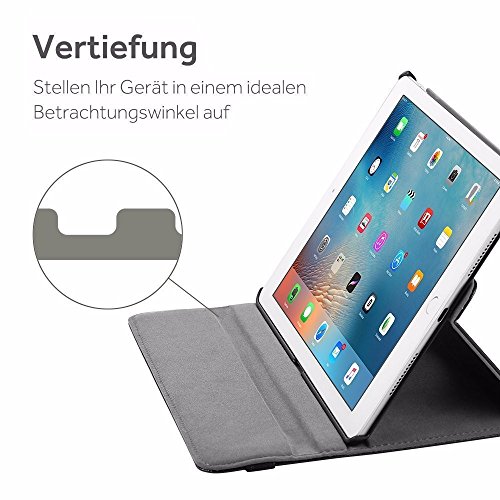 EasyAcc 360 Grad Drehung Schutzhülle für iPad 9.7 2017 Flip Case Book Cover Hüllen Ledertasche lederhülle mit Standfunktion / Auto Sleep – PU Leder, Schwarz, Protector (Schawz – 360 Grad Drehung) - 3