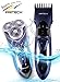 Waterproof Rechargeable Electric Razor Pritech- - 3 Swivel heads Trimmer + - Wireless - Colour blue - 717