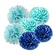 Produktbild Freedom-vp Papier Pompom 15er 20cm/30cm/35cm Mixed DIY Papier Blumen PomPoms Zum Aufhängen Seidenpapier schöne Dekor für Geburtstag Hochzeitsfest Basteln Babyshower Dekoration Feier Party Baby-Duschen Brautduschen Wohnungdeko (Blau Set)