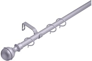 LISTER CARTWRIGHT 16-19 mm Extendable Metal Curtain Pole Rods Voile Easy Fitting Ball Satin Steel 120-210 cm