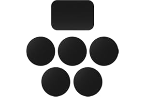 Juspota 6 Pezzi Placche Metalliche Adesiva, Piastre Sottili in Metallo per Supporto Magnetico da Auto, Nero (1 Rettangolari e 5 Rotonde)