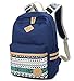 Produktbild Schulrucksack,Aokey Fashion Mädchen Schulrucksack Damen Canvas Rucksack Teenager Baumwollstoff Streifen Schultasche Daypacks für Universität Outdoor Freizeit (Blau)