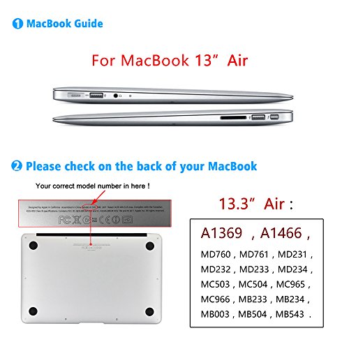 MacBook Air 13 Hülle – Ultra Slim Hochwertige Gummierte Beschichtung Hartschale Tasche Schutzhülle Snap Case für Apple MacBook Air 13.3 Zoll (A1466 and A1369) - 6