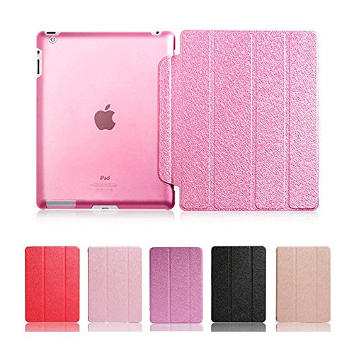 Ultra Dünn PU Leder Schutz Hülle für Apple iPad 6 / iPad Air 2 Tablet - Yihya Smart Cover Klappbar Ledertasche mit Auto Sleep / Wake Funktion Flip Case Schutzhülle + Displayschutzfolie + Stift - Rose