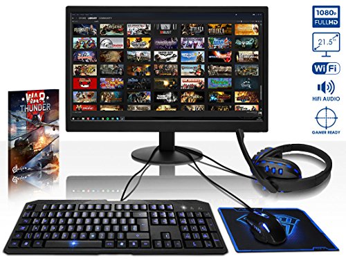 VIBOX Pyro SA4-51 Komplett-PC Paket Gaming PC – 3,9GHz AMD A4 Dual-Core APU, Desktop Gamer Computer mit Spielgutschein, 22″ HD Monitor, Gamer Tastatur & Mouse, Blau Innenbeleuchtung, lebenslange Garantie* (3,7GHz (3,9GHz Turbo) superschneller AMD A4-6300 Dual-Core-APU / CPU-Prozessor, 8GB DDR3 1600MHz RAM, 1TB (1000GB) SATA III HDD 7200rpm Festplatte, 400W 85+ Netzteil, CIT Storm Blau Gaming Geh§use, FM2+ Mainboard, 150Mbs WLAN-Adapter, Ohne Windows Betriebssystem) - 2