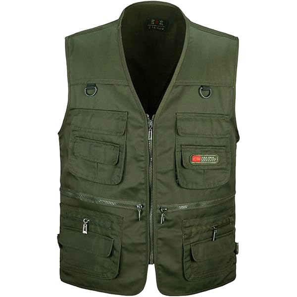 OlyljpinZ Vissersvest voor heren, outdoor vest, fotografie, reizen, wandelen, lichtgewicht, utility-vest, mouwloos jasje, gereedschap vest met meerdere zakken, Rood, XXL