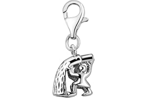 Quiges Charm Pendentif Breloque avec Fermoir Femme Plaqué Argent Signe du Zodiaque 3D Verseau