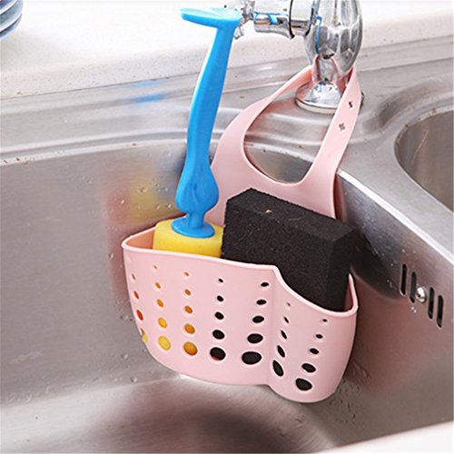 HENGSONG Hängende Aufbewahrungsbox Rack Korb Schwamm Wasche Tuch Toilettenseife Regal Organizer Küche Badezimmer Gadgets Spüle Storage Korb (Rosa)