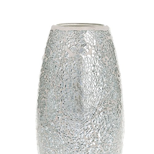 London Boutique Blumen-Vase, dekorativ, glitzerndes Mosaik, Geschenk, glas, silber, Height 31cm* Diameter 8 cm - 4