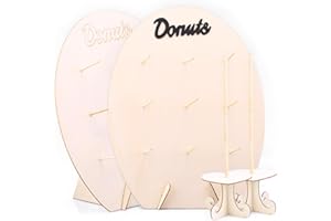jsysj 4 Piezas Soporte para Donuts, 2 Piezas Expositor de Donuts de Madera Muro Soporte con 2 Piezas Donuts de Madera Torre Soporte para Bodas, Cumpleaños, Fiestas o Pastel Comercio Decoraciones